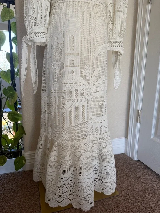 FARM Rio Morada Boa Guipure Lace Maxi Dress XS S 2 4 6 - Picture 12 of 12